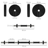 SPORTNOW 15kg Adjustable 2-in-1 Barbell & Dumbbell Set with Non-Slip Handles – Home Gym, Black and Green