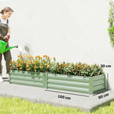 Outsunny Set of Two 100 x 60cm Steel Planter Boxes – Light Green