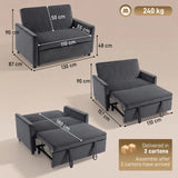 HOMCOM 2 Seater Sofa Bed, 3-in-1 Convertible Pull Out Sleeper with Click-Clack Backrest – Guest Bed, Dark Grey