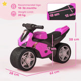 AIYAPLAY Toddler Balance Bike with Music, Extra-Wide PP Tyres & Motorbike Design – Boys and Girls Ride-On, Pink