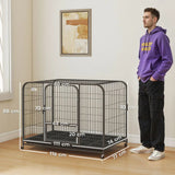 PawHut Heavy-Duty Dog Crate with Triple Doors, Removable Tray and Wheels – 116 x 77 x 88 cm, Small to Large Breeds