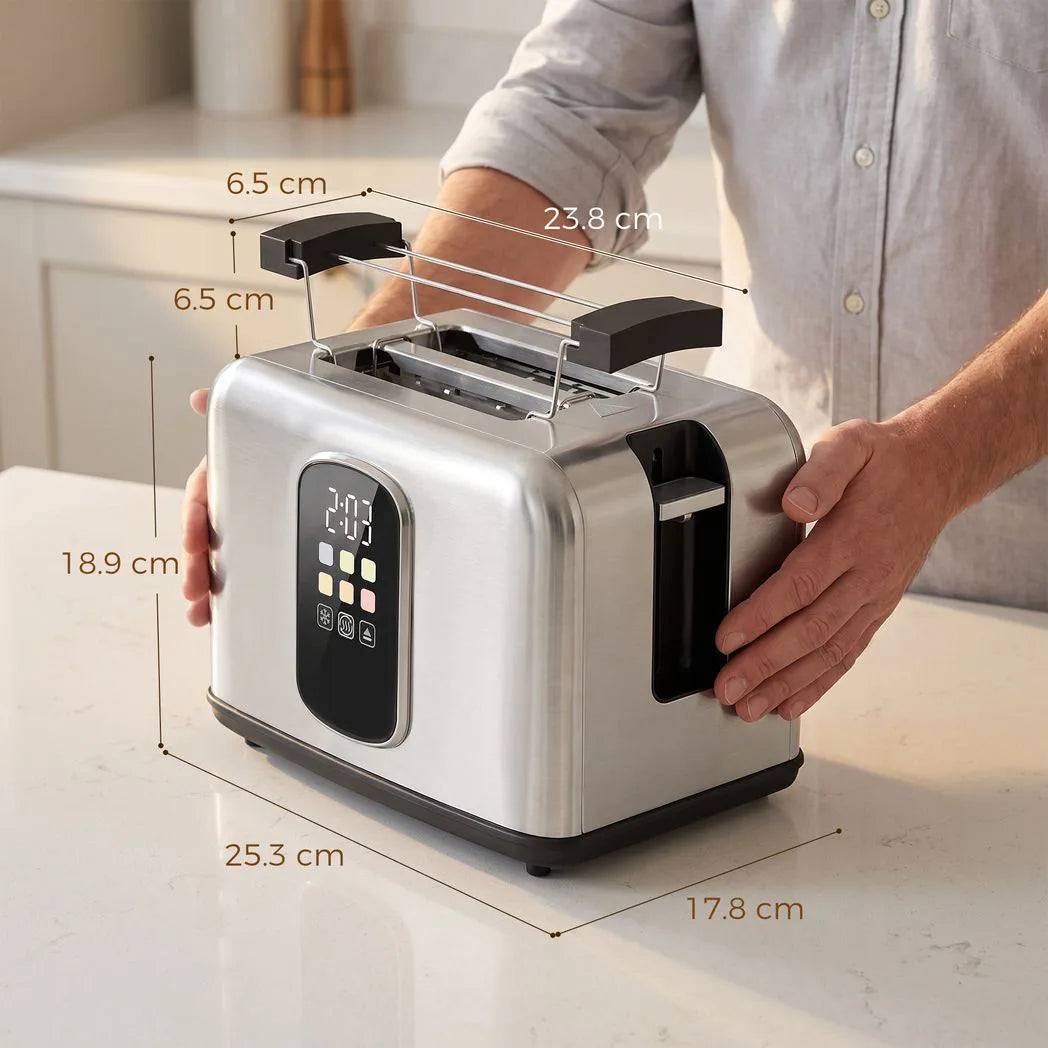 HOMCOM 2 Slice Smart Toaster with Touch Screen, LED Countdown, Warming Rack & Memory Function – 6 Browning Levels