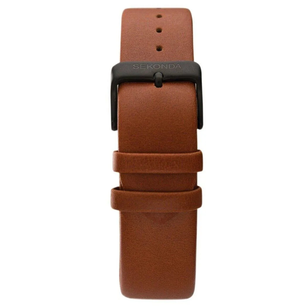 Sekonda Men's Dated Grey Dial Watch with Brown Leather Strap, 1828