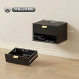 HOMCOM Floating Bedside Tables, Set of 2 Wall Mounted Nightstands with Fluted Drawer & Open Shelf, Black