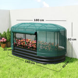 Outsunny Galvanised Raised Garden Bed Kit with Self-Watering System and Mesh Cover, 6 x 3ft – Dark Grey and Green