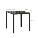 HOMCOM Modern Square Dining Table for 2–4 People with Glass Top and Steel Frame – Small Kitchen Table, Black