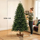 HOMCOM 6ft Hinged Artificial Christmas Tree with 2419 PE and PVC Tips and Fir Wood Base, Green