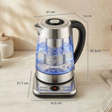 HOMCOM 1.7L Glass Electric Kettle, 3kW Fast Boil with Strix Thermostat, Tea Infuser and Keep Warm Function