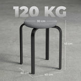 HOMCOM Set of 4 Stackable Round Stools with Cushioned Seats – Backless Kitchen and Dining Room Seating, Dark Grey