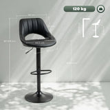 HOMCOM Set of 2 Faux Leather Bar Stools with Padded Seat and 360° Swivel – Adjustable Height, Black
