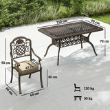 Outsunny 7-Piece Cast Aluminium Garden Dining Set for 6 with Cushions & Parasol Hole – Bronze Tone