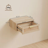HOMCOM Set of 2 Floating Bedside Tables with Rattan Drawers – Wall Mounted Bedside Cabinets, Oak Wood Effect