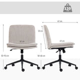 HOMCOM Criss Cross Chair with Wheels, Armless Chenille Office Chair – Tilting, Height Adjustable, Beige