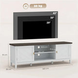 HOMCOM Farmhouse TV Unit for TVs up to 42 Inch with 2 Cabinets and 2 Open Shelves – Media Storage