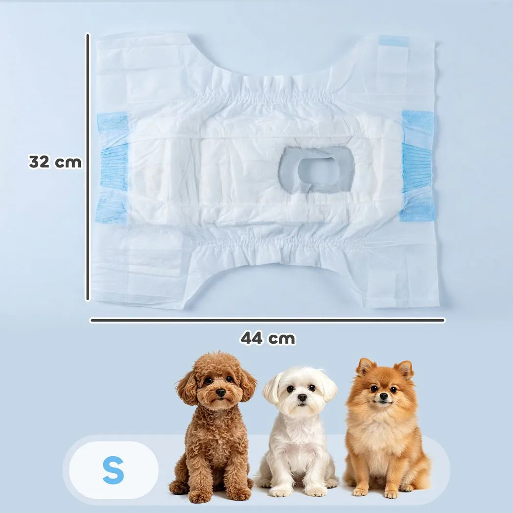 PawHut Disposable Female Dog Nappies, 48 Count with Leakproof 6-Layer Core – Incontinence & Training, Size S