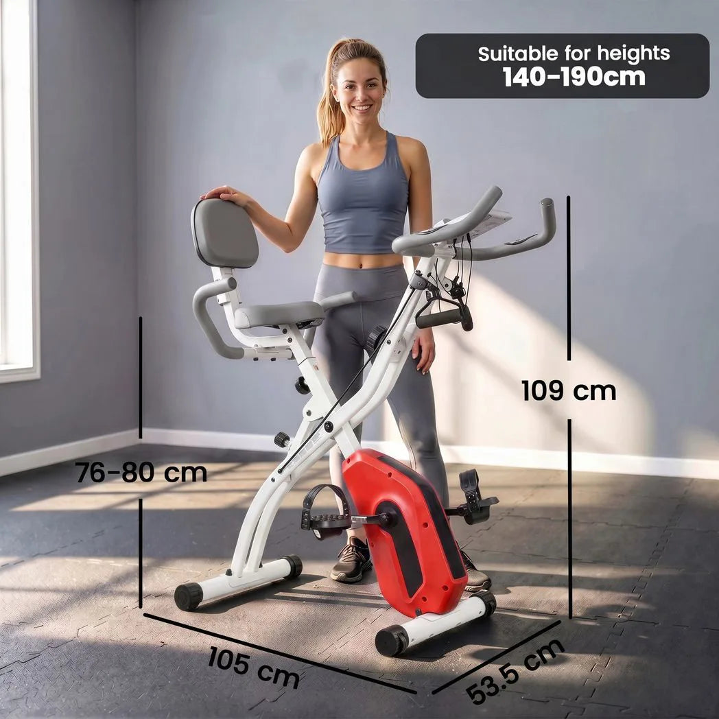 SPORTNOW 4-in-1 Folding Exercise Bike with Resistance Bands, Bluetooth & 8-Level Resistance – Home Cardio, Orange