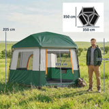Outsunny 4 Person Cabin Tent with Removable Roof & Easy Setup Frame – 3000mm Waterproof Camping Tent, Green