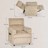 HOMCOM Corduroy Electric Massage Recliner Chair with Heat, Memory Function and USB Port – 150° Armchair, Brown