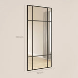 HOMCOM Decorative Grid Wall Mirror, with Back Hooks – Black