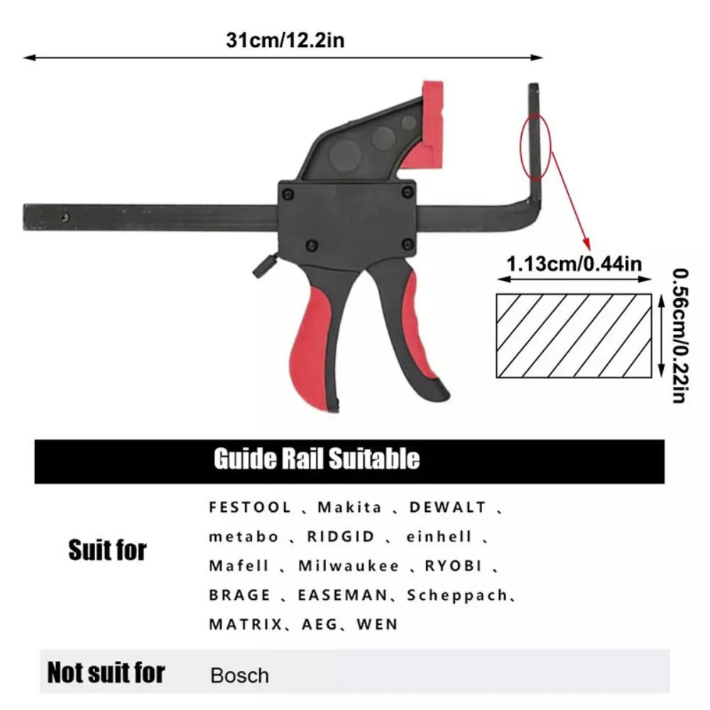 2-Piece Quick Release Track Saw Clamps, 160mm Steel Guide Rail Clamps – One-Handed Use, for Festool and Makita