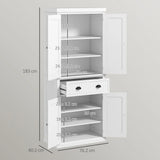 HOMCOM Kitchen Storage Cabinet with Drawer and Adjustable Shelves, Traditional Beadboard Style – White