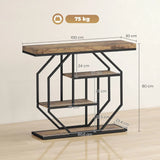 HOMCOM 4-Tier Industrial Console Table with Metal Frame – Entryway Hall Table, Rustic Brown