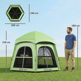 Outsunny 3–4 Person Pop Up Tent, 3000mm Waterproof with 2 Doors & 4 Windows – Instant Camping Tent, Green