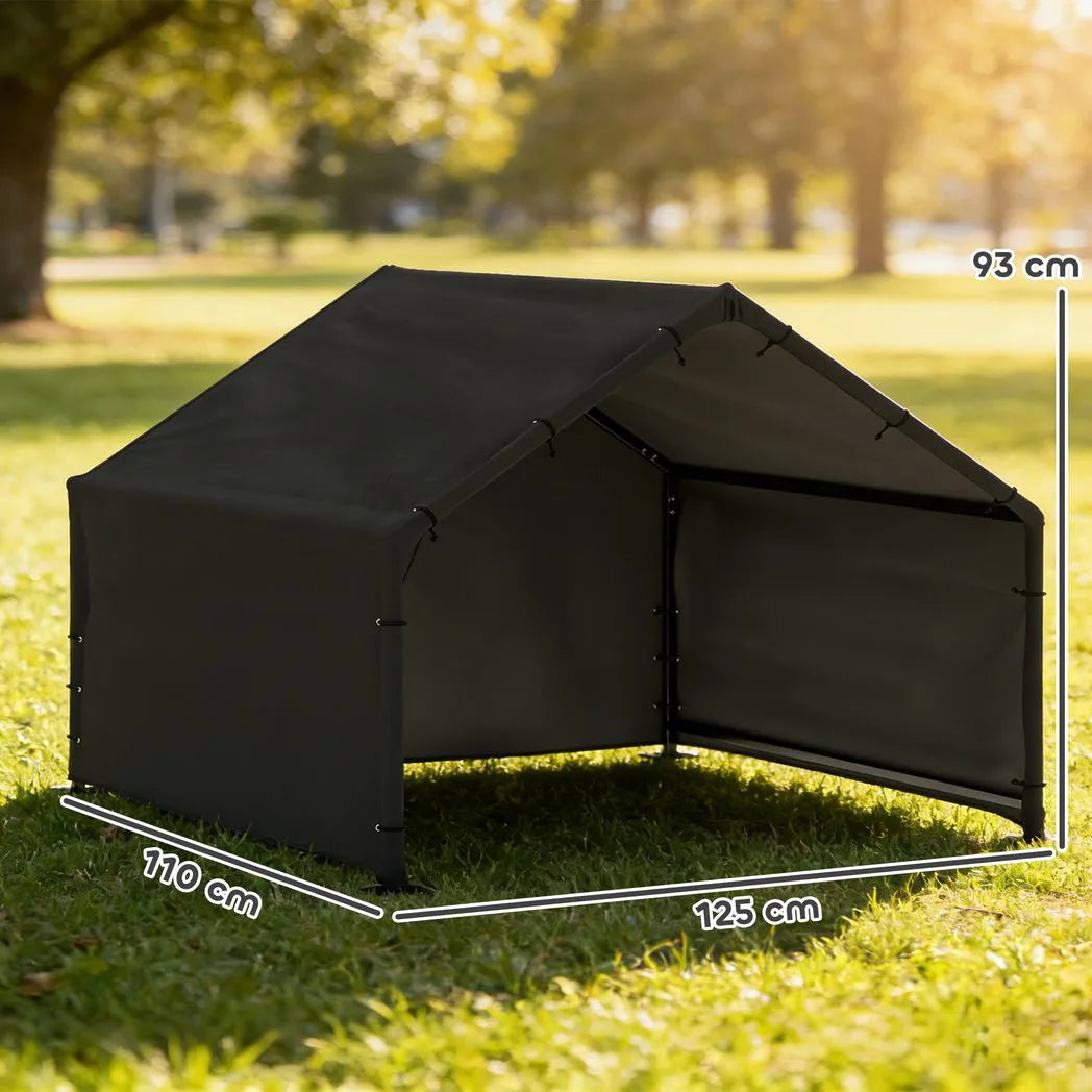 PawHut Outdoor Dog Shade Shelter with Canopy – Steel Frame Dog House for Small, Medium & Large Breeds