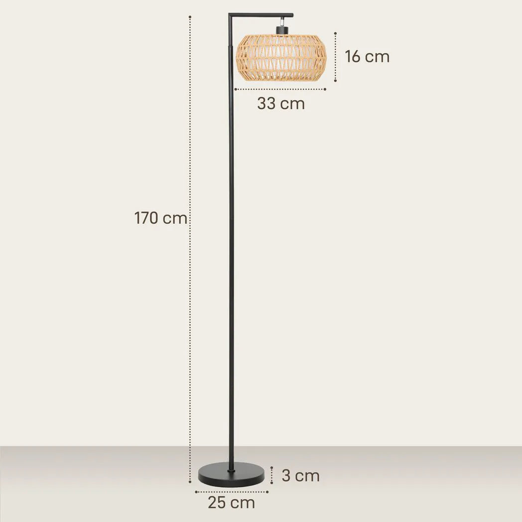 HOMCOM Boho Dimmable LED Floor Lamp with Remote Control – Adjustable Colour Temperature, Double Shade, Black