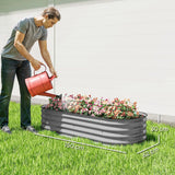 Outsunny Galvanised Steel Raised Garden Bed with Safety Edging, 150 x 62cm – Flowers and Herbs, Silver