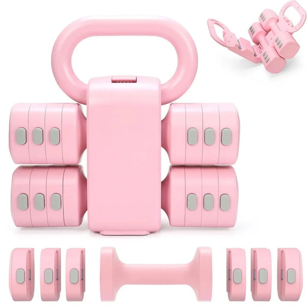 2-in-1 Adjustable Dumbbell & Kettlebell Set, 2kg to 5kg with Non-Slip Grip – Home Gym Hand Weights