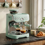 HOMCOM 15 Bar Espresso Machine with Adjustable Grinder, Steam Wand and 2L Tank – Semi-Automatic, Light Green