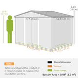 Outsunny 8 x 6ft Galvanised Steel Garden Shed with Sliding Double Doors – Green