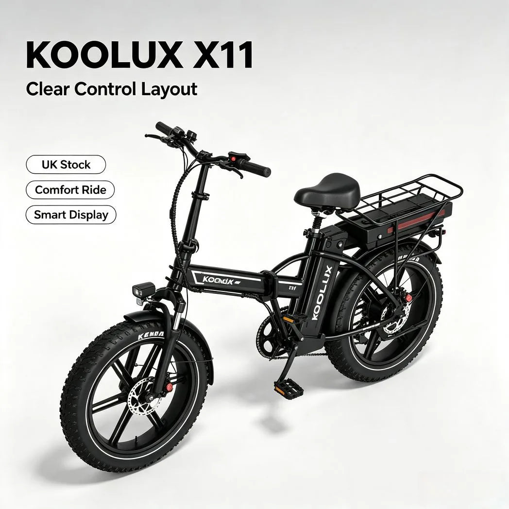 KOOLUX X11 Folding Electric Bike with 750W Motor, Dual 48V Batteries & Fat Tyres – 80–150km Range E-Bike
