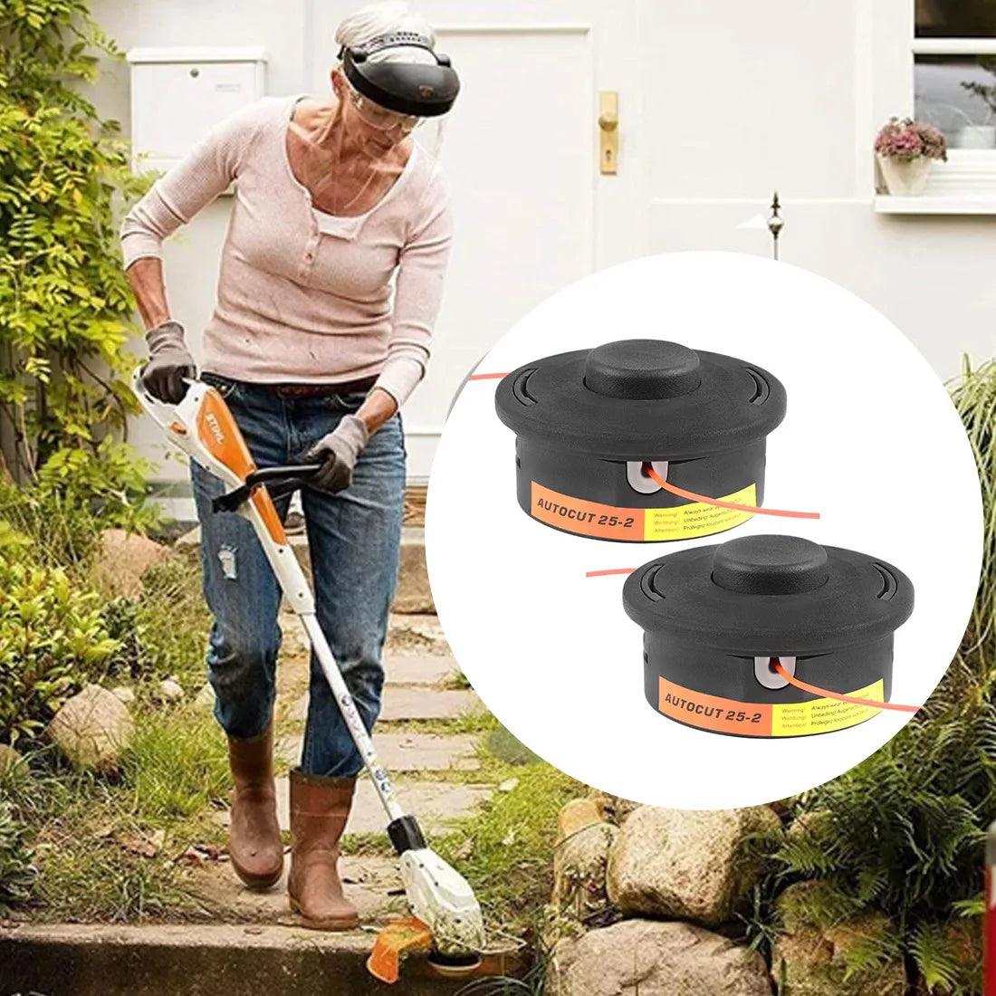 Stihl Autocut 25-2 Compatible Bump Feed Trimmer Head, Pack of 2 – Petrol Strimmer Replacement, 4002 710 2191
