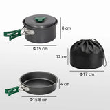 Outsunny 8-Piece Ultralight Camping Cookware Set with Anti-Scald Handles – Stackable Aluminium Kit for Two, Grey