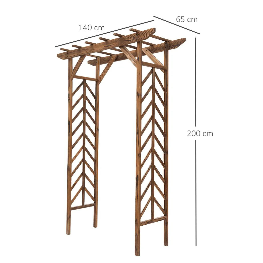 Outsunny Wooden Garden Arch with Pergola-Style Roof – Fir Wood Arbour Trellis for Climbing Plants