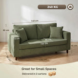 HOMCOM Corduroy 2 Seater Sofa with Wide Seat and Pocket Spring Cushions – Loveseat Couch, Green