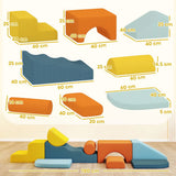 AIYAPLAY 9-Piece Kids Soft Play Foam Blocks Set with Detachable Cover for Climbing & Crawling
