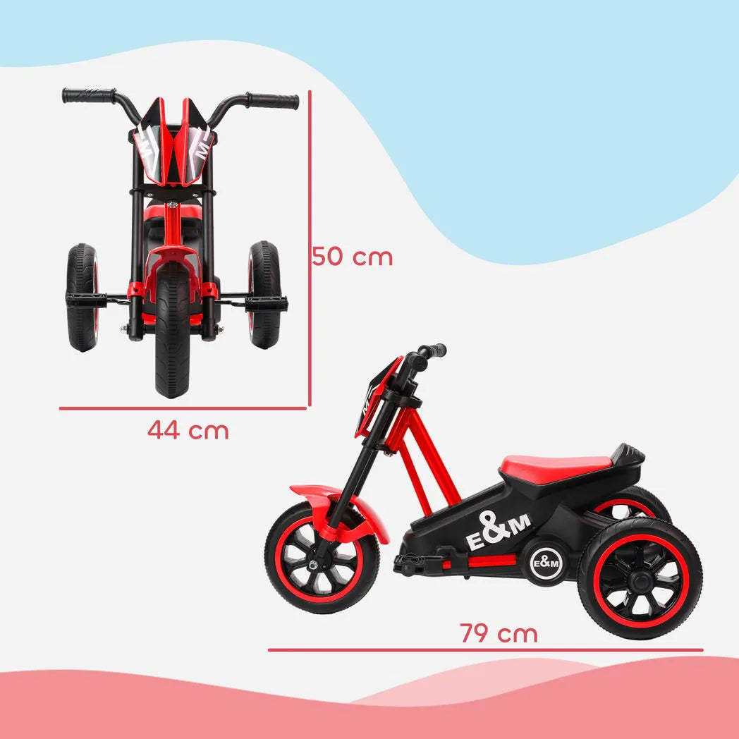 AIYAPLAY Kids Tricycle with Steel Frame & Wide Seat – Toddler Balance Trike for Indoor and Outdoor Use, Red