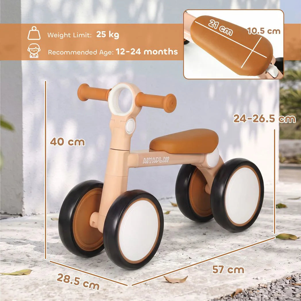 AIYAPLAY Foldable Baby Balance Bike for 1–2 Years with Adjustable Seat and EVA Tyres – No Pedal Toddler Ride-On, Pink