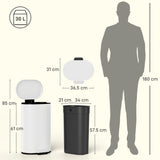 HOMCOM 30L Curved Pedal Kitchen Bin with Soft-Close Lid and Removable Bucket – Slim Waste Bin, Cream