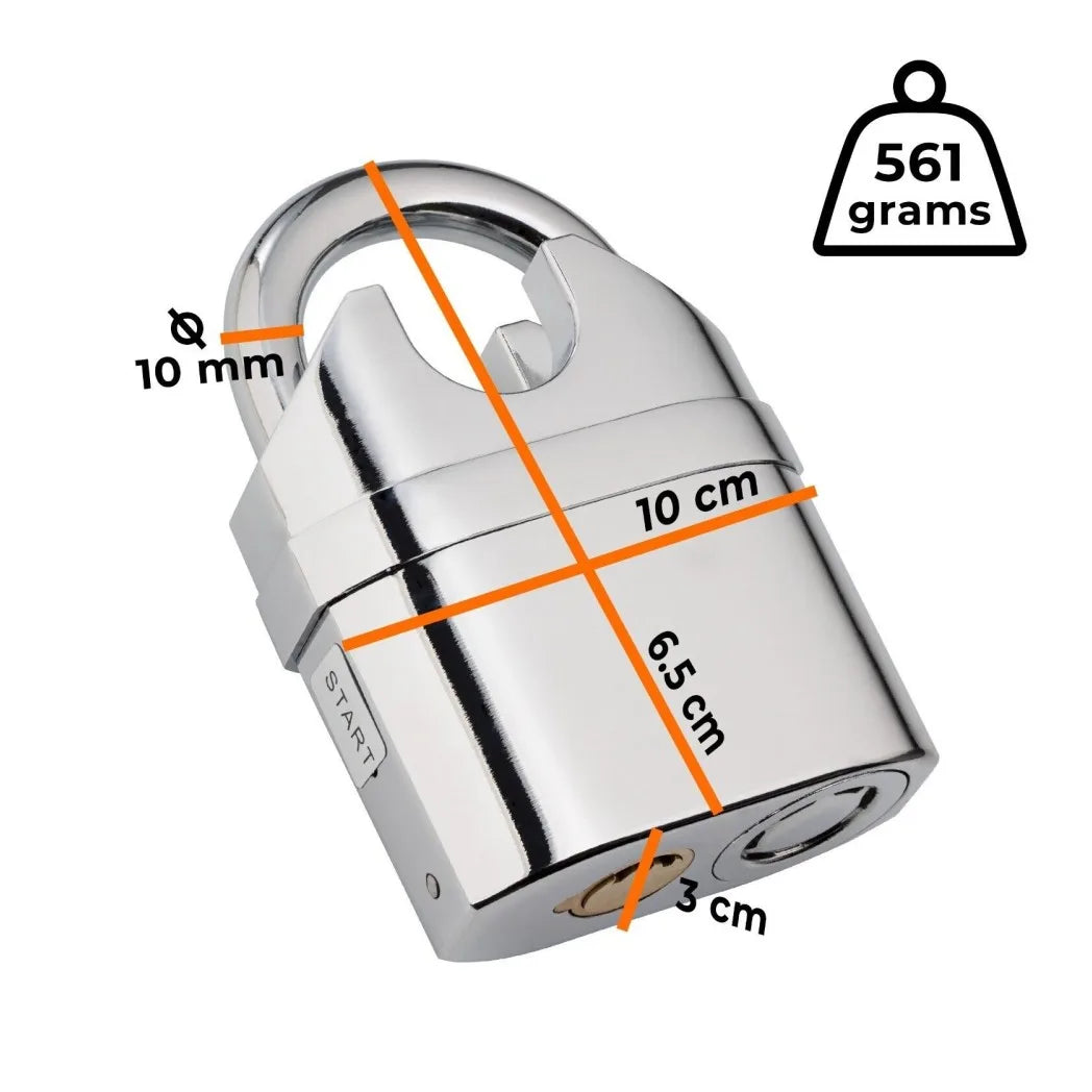 Heavy Duty Waterproof Alarm Padlock with 110dB Siren & 3 Keys – Outdoor Security Lock for Sheds and Gates