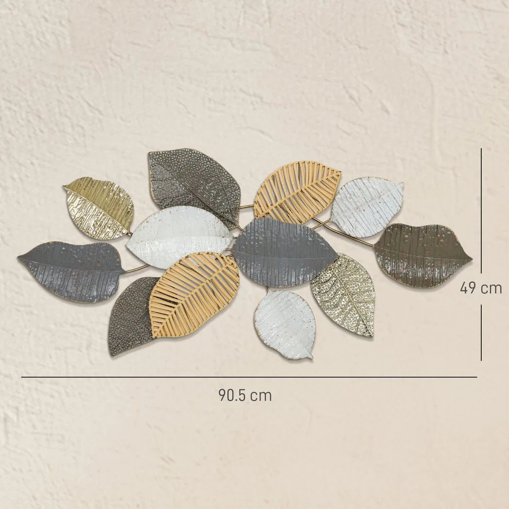 HOMCOM Leaf Design Metal Wall Art