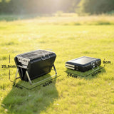 Outsunny Portable Briefcase Charcoal BBQ Grill – Folding Barbecue with Lift-Up Grate for Camping and Picnics, Black