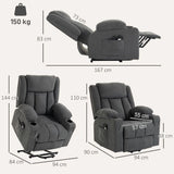 HOMCOM Dual Motor Electric Riser Recliner Chair with Massage & Heat – 55° Lift Chair for Elderly, Dark Grey