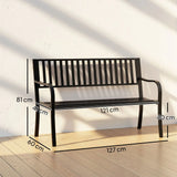 Outsunny Metal Garden Bench Loveseat with Slatted Seat & Curved Armrests – 2-Seater Outdoor Bench, Black