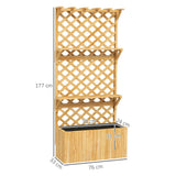 Outsunny 52L Wooden Planter, with Trellis and Shelves – Natural Finish