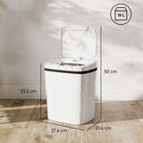 HOMCOM 15L Automatic Sensor Bin with Touchless and Manual Modes – Battery Operated Kitchen Bin, White