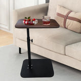 Adjustable C-Shaped Sofa Side Table with 360° Rotating Top, 45–80cm Height – Laptop End Table, Walnut Wood